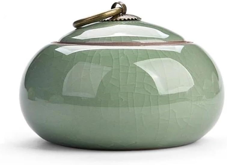 SONGCHAO Sugar Jar Ceramic Teapot Ice Crackle Glaze Decorative Sealed Storage Jar with Lid Modern Home Living Room Desktop Candy Jar Tea Canister (Color : A)