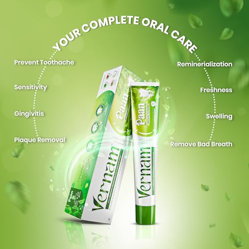Image of Vernam Paan Toothpaste 3 x 100g | Hydroxyapatite Enamel Repair & Sensitive Teeth Care | Fluoride-Free Anti Cavity | Natural Paan Fresh Breath & Gum Support | Vegan | 6% Bio-HAP, Fluoride Free & Natural Paan for Lasting Freshness