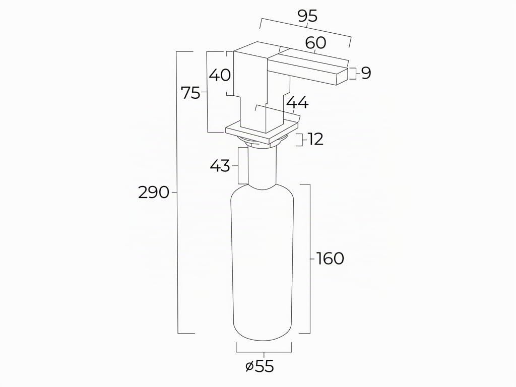 Teka - Dispensador de jabón con Acabado Negro - Modelo Soap Dispenser Square