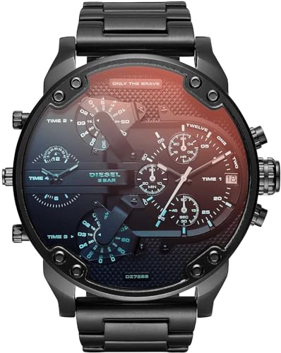 Diesel Men's Mr. Daddy 2.0 Watch and Beads Bracelet, Black Stainless Steel, Set