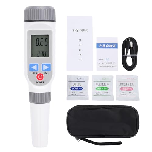 Xtahdge PH and Temperature Tester Portable Accurate PH Meter with Carrying Case for Industrial, Food, Research and Water Quality