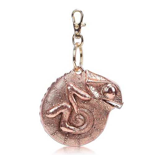 SaiDian ポータブルカメレオン巻尺定規 格納式メジャーテープ キーチェーン メートル法測定テープ 2m/6.5フィート ローズゴールド 1個