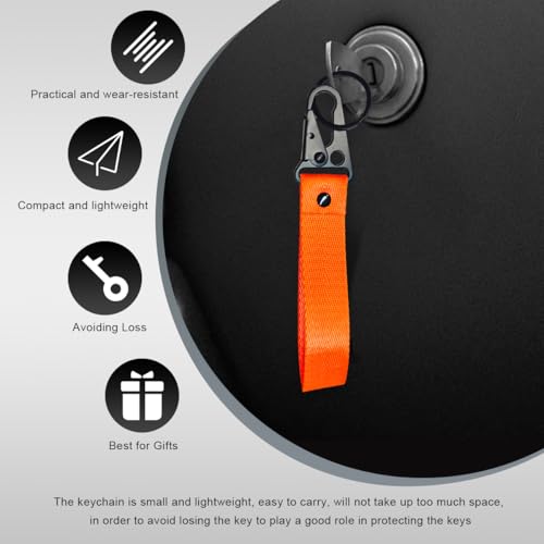 Image of Wevdn Car Key Chain, Fabric Metal Practical Multifunctional Motorcycle Keychain, Anti-Lost Keychain with O-Ring for Men Women (Orange-2PCS)