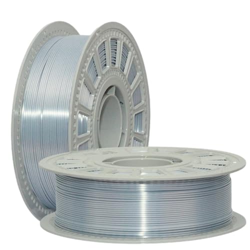シルクメタルPLA 3Dプリントフィラメント、ワイヤ径精度+/- 0.03 mm、正味重量1KG PLAフィラメント1.75 mm、シルクメタルテクスチャプリントフィラメント、金属光沢 (シルクシルバー)のサムネイル