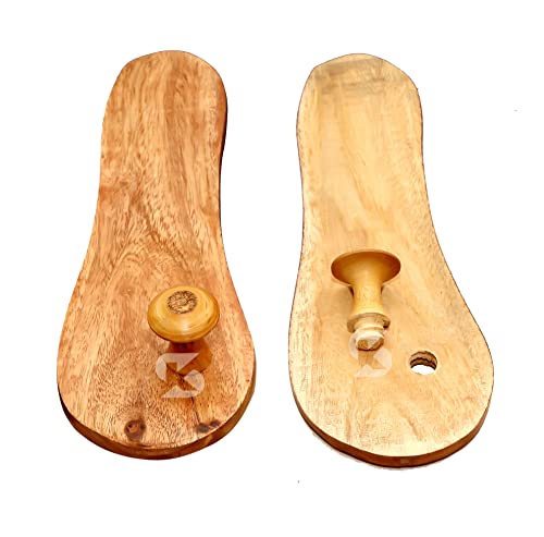 Image of Kingsman Store Wooden Sleepar Slippers Khadau Foot Feet Slippers Chappal /Khadau Slepers Brown, 9 Kids UK
