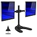 Mount-It! Dual Monitor Stand | Double Monitor Free Standing Desk Mount | Arms Fit Two x 19 20 21 22 23 24 Inch VESA 75 100 Compatible Computer Screens | Interchangeable Grommet Base Also Included