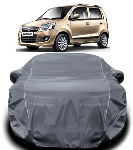 Image of Maruti Suzuki Wagon R Car Cover Waterproof /Wagonr Cover /Car Waterproof with Triple Stitched Fully Elastic Ultra Surface Body Protection (Greyfor R)