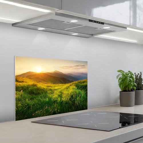 KitchenYeah© Credence Adhesive Pour Cuisine 40x60 cm Panneau Mural Adhesif Fond De Hotte Plaque Pvc Murale Peel And Stick Protege Mur Herbe - Collines -...