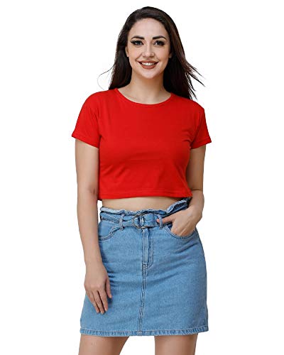 Image of Lime Women's Basic Short Sleeve Round Neck Crop Top