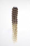 Yotty 18Inch 45cm Tape-in Curly Hair Extensions Seamless Tape Weft Remy Human Hair (18inch40pcs80gram, Ombre 12/613 Light Brown To Light Blonde)