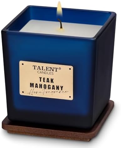TALENT Bougie Parfumée Cire Soja Cuir Et Safran - 8,4 Oz Aromathérapie Cadeau