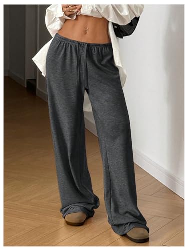 Women's Plus Size Drawstring Waist Straight Leg Pants Tie Front Summer Casual Trousers4