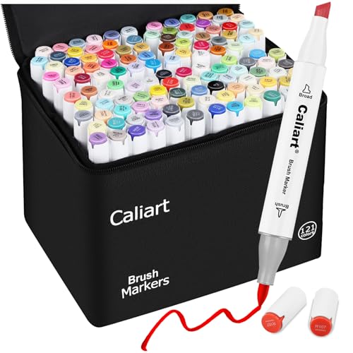 Caliart Alcohol Markers Brush Tip - 121 Colors...