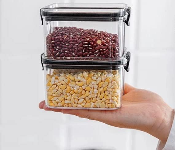 GharSe Lock nd Lock Lid 700 ml Plastic Grocery Container, Kitchen Airtight Conatiners (Pack of 4, Black)