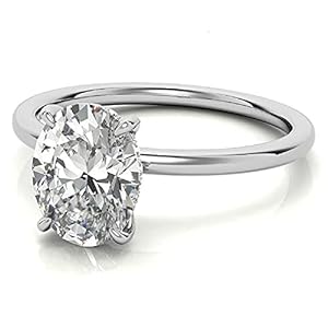 2 CT Oval Moissanite Engagement Rings for Women, Wedding Bridal Ring Set, Solitaire Hidden Halo Handmade Silver 10k 14k…