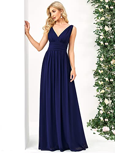 Image of Ever-Pretty Womens Bridesmaid Dress V-Neck Sleeveless A Line Chiffon Floor Length Formal Dress 09016