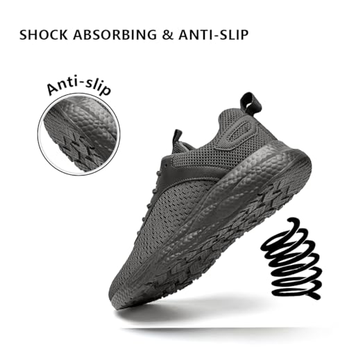 Image of Mens Sneakers Slip on Walking Running Shoes Sneakers Outdoor Gym Fitness Sport Anti Slip Breathable Comfortable Skin-Friendly Fashion Casual Dark Gray US 8