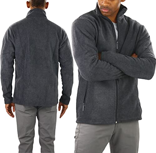 Image of ToBeInStyle Men's Zip Up Long Sleeve High Collar Polar Fleece Jacket