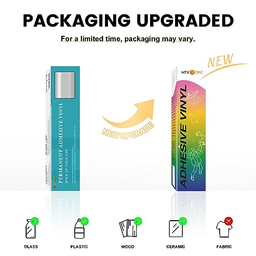 Image of HTVRONT Silver Permanent Adhesive Vinyl Roll - 12 inch x 50 FT Glossy Silver Vinyl Roll for Signs, Scrapbooking, Home Decor, Window Decor, Phone Covers, and More