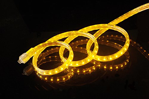 Image of CBConcept UL Listed, 50 Feet, Super Bright 13500 Lumen, Yellow, Dimmable, 110-120V AC Flexible Flat LED Strip Rope Light, Commercial Grade, Indoor Outdoor use, Ready to plug n shine
