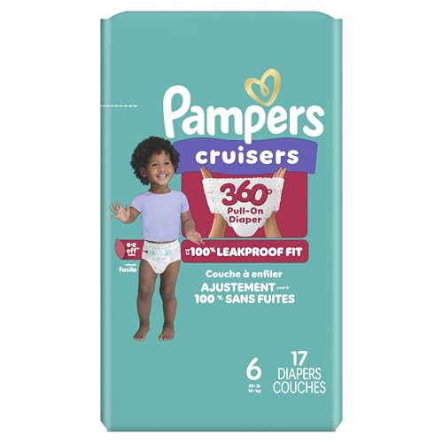 Image of Pampers Diapers - Cruisers 360 - Size 6, 17 Count, Babyproof up to 100% Leakproof Pull-On Diaper (Packaging May Vary)