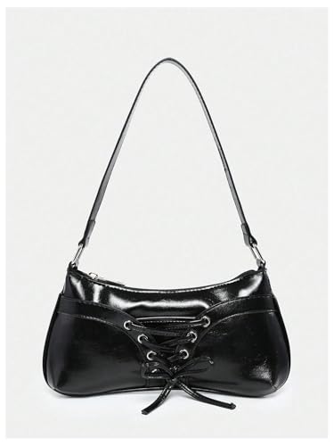 Image of Verdusa Women's Y2K Purse Coquette Bow Tie Vintage Shoulder Bags Lace PU Leather Kawaii Handbag