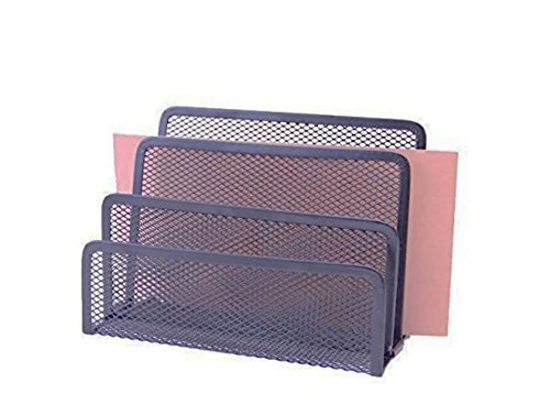 Black 3 Slot Mesh Sorter Organizer, Great for Mail, Bills & Documents. Organized Paper Holder. By Stationary Station