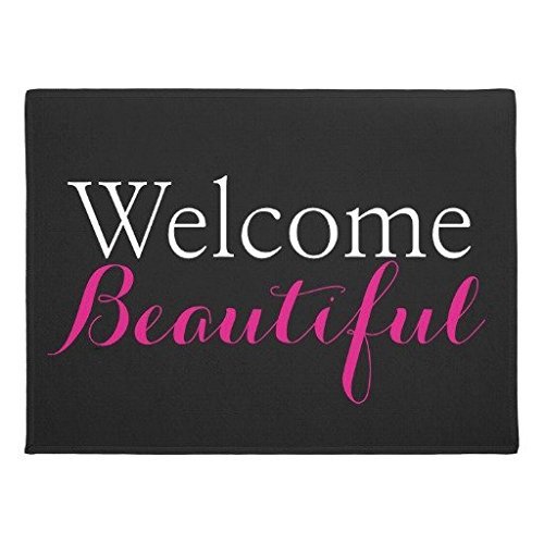 Ailovyo Welcome Beautiful Beauty Salon Rubber Non-Slip Entry Way Outdoor Indoor Decor Rug Doormats, 23.6-Inch x 15.7-Inch
