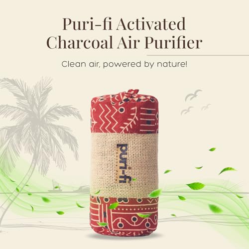 Image of Activated Charcoal Air Purifier, Non-Electric, Coconut Shell Charcoal, Odor & Moisture Absorber, Air Freshener for Home, Car, Reusable & Long-Lasting, 400 Gm (Rustic Red)