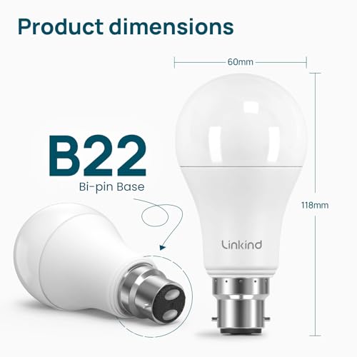 Linkind Ultra-efficient B22 Bayonet Light Bulb, 4.3W = 60W, 806lm, 2700K Warm White, 50,000H Lifespan, Energy Class B, Non-dimmable, Pack of 3 - Image 4