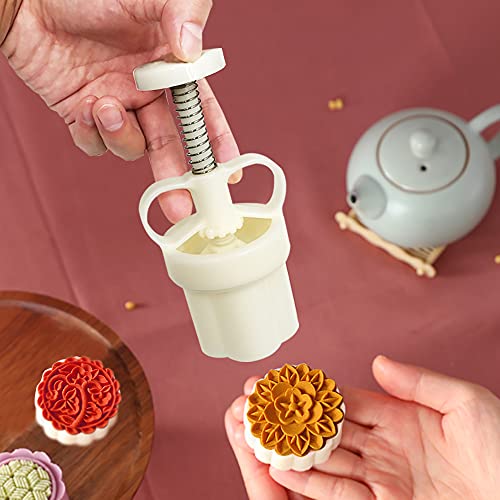 2 Set Mooncake Mould Press With 11 Stapms, Finegood Diy Cookie Cutter 50G 100G Flower Press Mooncake Mould Hand Pressure Mooncake Baking Tools #TOP6