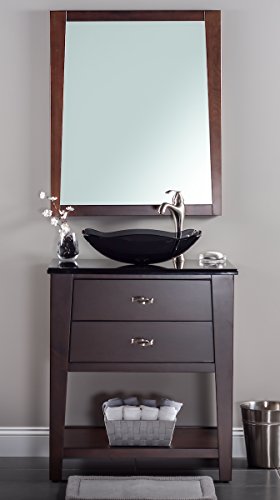 Novatto Tis-317G Rettangolare Glass Vessel Bathroom Sink, Clear Black #TOP4