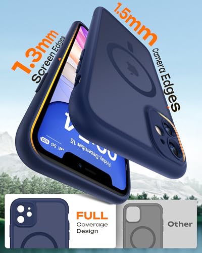 Image of TOCOL for iPhone 11 Case, Compatible with Magsafe, Full Camera Protection, Built-in Magnets, Drop Protection, Translucent Matte Phone Case for iPhone 11 6.1 inch (Dark Blue)