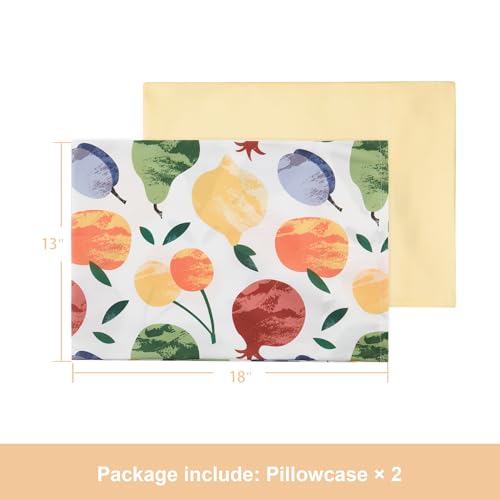 Image of TILLYOU Toddler Pillowcases 13 x 18 Travel Pillow Case 2 Pack, Kids Pillowcases Machine Washable with Envelope Closure, Fruit Shadow & Orangish