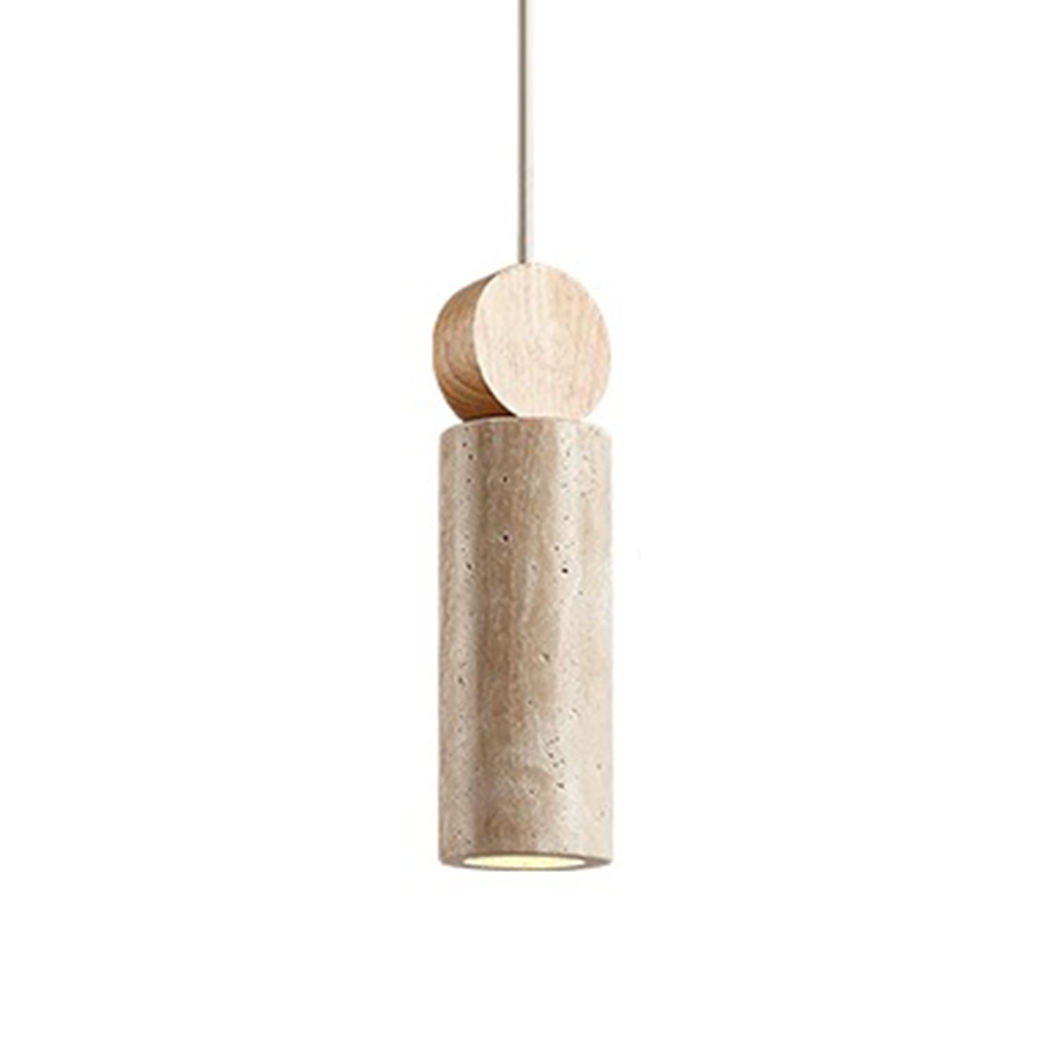 Lampada a sospensione in travertino naturale con base cilindrica