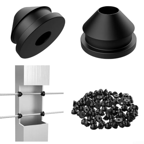 Cable Railing Rubber Grommets for Metal Posts Fit 1/8, 5/32, 3/16 Cable Sizes, Weather Resistant Seal Designed to Prevent Moisture Damage and Rust in Various Environments (50PCS)