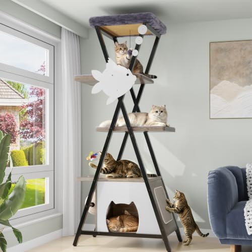 Árbol para Gatos Moderno de Múltiples Niveles para Interior miniatura 1