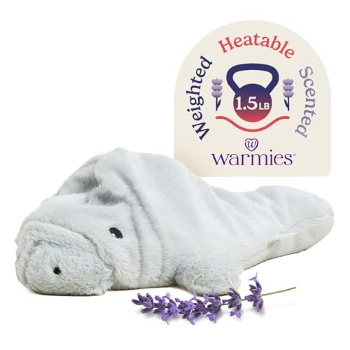 Image of warmies Microwavable & Weighted Stuffed Animals, Manatee - Heated Stuffed Animal Plushie for Warmth & Comfort - Cute Soft Plush Toys for Adults & Children (Boys, Girls, Babies & Toddlers)