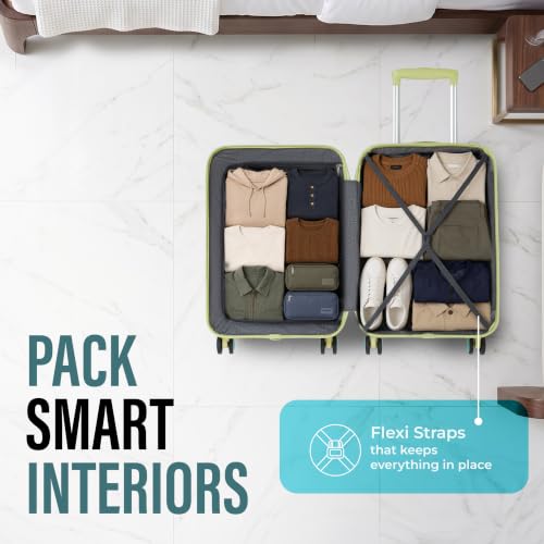 Image of American Tourister Qubiz | Cabin Trolley Bag (55 cm) | 360 8 Wheel Travel Luggage | Hard Case Polypropylene Suitcase | Recessed Combination Lock | Lime & Turquoise