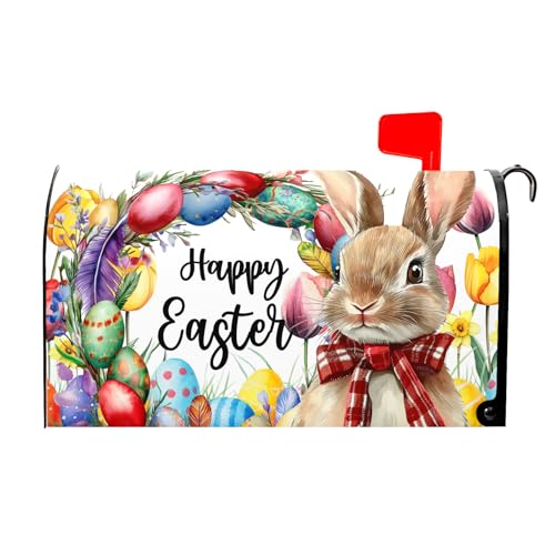 Image of Easter Mailbox Covers Magnetic Standard Size 18 X 21 Inch Egg Bunny Floral Magnetic Mailbox Covers Spring Easter Mailbox Wraps Post Box Cover Decoration Outdoor Garden Home Yard Outside