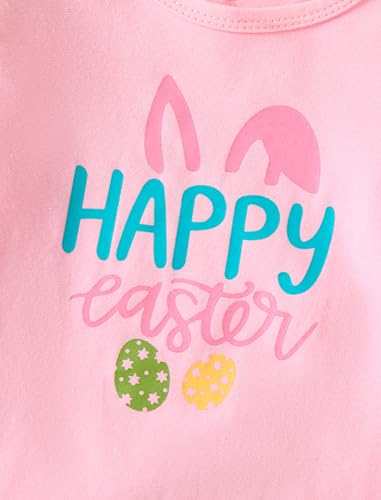 Image of Easter Outfit Toddler Girl Bunny Print Short Sleeve Tee Shirt Cute Flare Pants Easter Outfits for Girls 2-6T