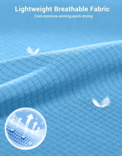 G Gradual Mens Golf Shirt Short Sleeve Dry Fit Moisture Wicking Performance Lightweight Athletic Grid Summer Collared Polo Shirts for Men(Sky Blue,X-Large) — view 4