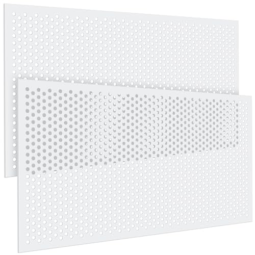 Image of DoubleFill 2 Pack 2' x 4' Plastic Perforated Tiles with 1 /2 inch Holes 24 inch x 48 inch White Drop Ceiling Tiles Plastic Ceiling Grid Covers