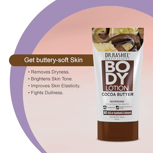 Image of Dr.Rashel Cocoa Butter Body Lotion | Deep Moisturizing & Nourishing Formula | With Cocoa Powder & Shea Butter | Improves Elasticity & Softens Skin | Lightweight & Unisex | 100ml