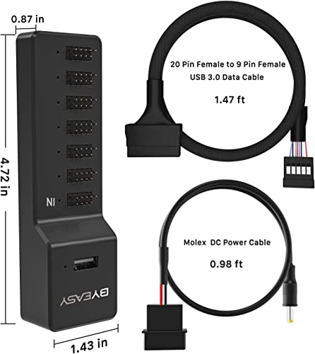 Byeasy Internal Usb 2.0 Hub 9Pin Usb Header Splitter Male 1 To 7 Female Extension Usb 2.0 Motherboard Usb 2.0 Adapter For Port Multiplier - Plug And Play #TOP4