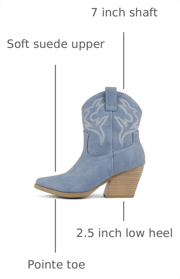 Image of Soda inchBLAZING inch ~ Women Western Bootie Pointe Toe with Low Heel (Wide Fit Available)