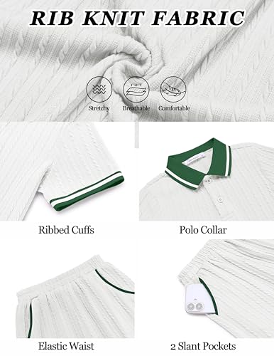 Image of Arshiner Boys 2 Piece Outfits Button Polo Shirt & Elastic Shorts 4-13 Years