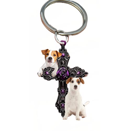 Jack Russell Cross Praying God Acrylic Keychain