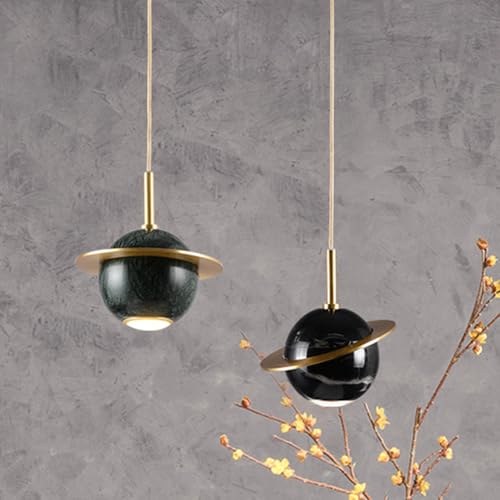 Lámpara colgante de latón led de mármol verde para decoración de pasillo de un cabezal 6