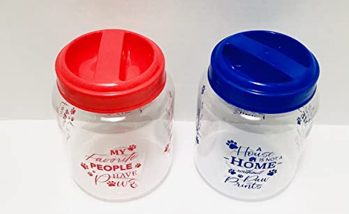 CGT BPA-Free Plastic Airtight Dog Cat Pet Treat & Food Storage Containers Canisters Jars Red Royal Blue My Favorite People Have Paws A House Is Not A Home Without Paw Prints (Set of 2) CGT BPA-Free Plastic Airtight Dog Cat Pet Treat & Food Storage Containers Canisters Jars Red Royal Blue My Favorite People Have Paws A House Is Not A Home Without Paw Prints (Set of 2)